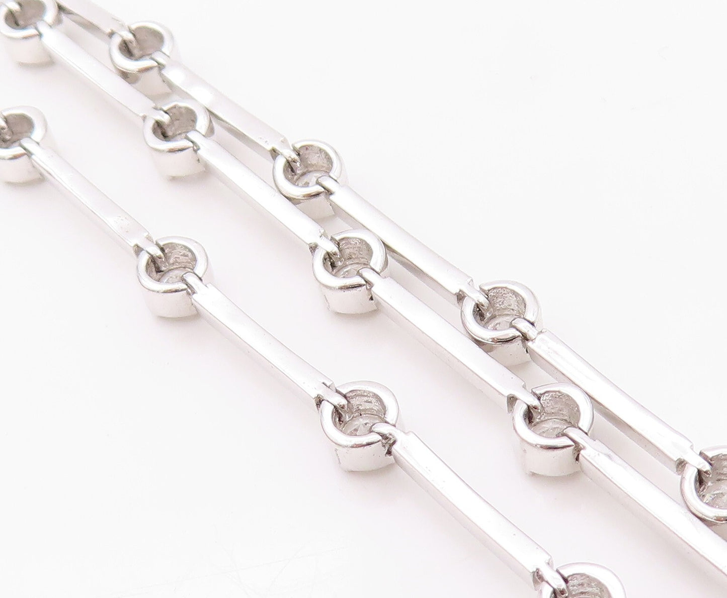 925 Sterling Silver Vintage Bracelet Round CZ & Stick Three Bands  BT11149