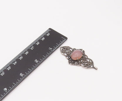 925 Sterling Silver  Vintage Lavender Cabochon Quartz Celtic Pendant  PT22057