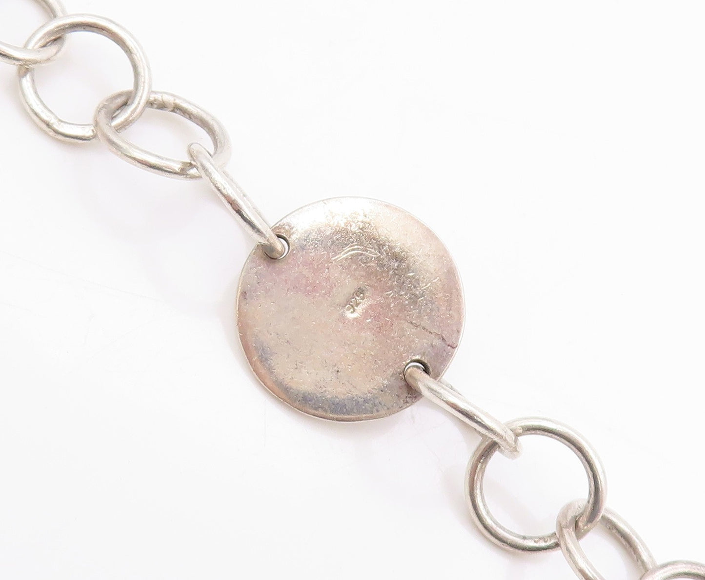 925 Sterling Silver Vintage Necklace Geometric Chain With Toggle Clasp   NE4682