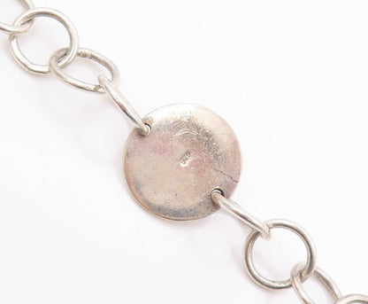 925 Sterling Silver Vintage Necklace Geometric Chain With Toggle Clasp   NE4682