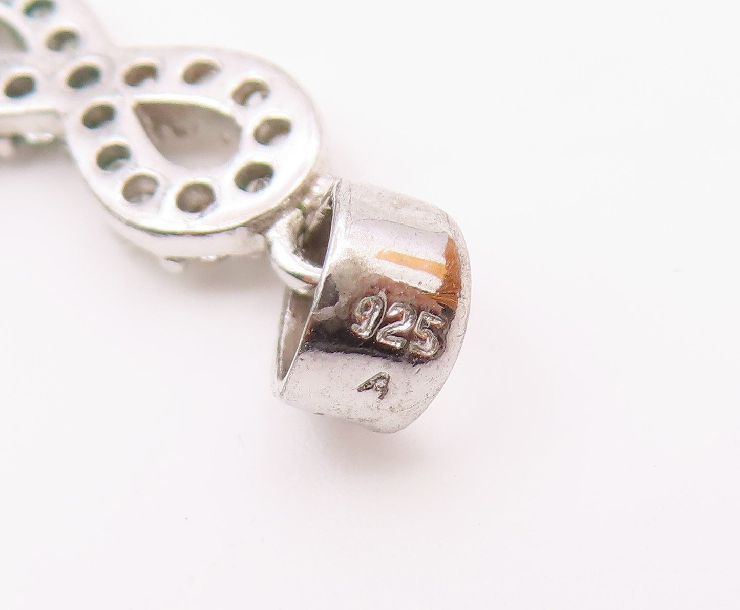 925 Sterling Silver   Vintage Cubic Zirconia Musical Note Pendant  PT20568