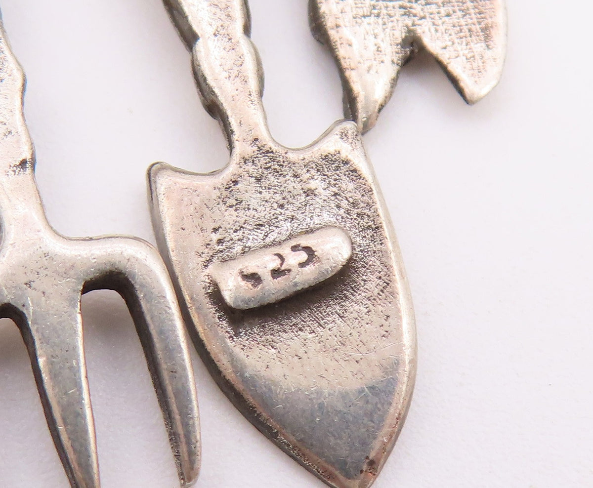925 Sterling Silver  Vintage Dark Tone Watering Can Charmed Brooch Pin  BP3461