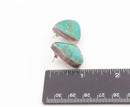 925 Sterling Silver Vintage Earrings TOMMY NAVAJO Classic Turquoise Stud EG14337