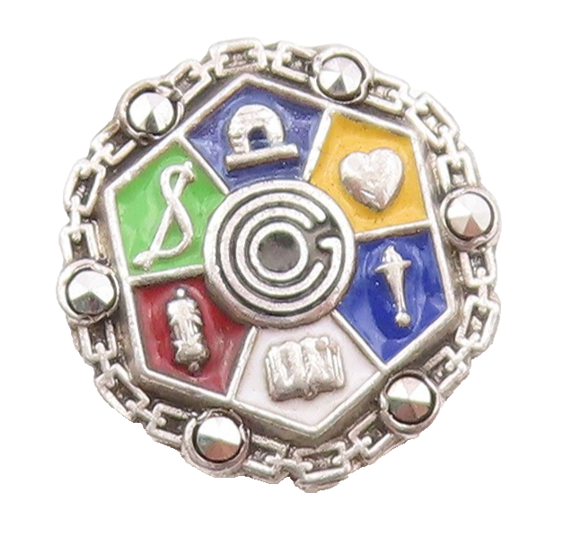 925 Sterling Silver  Vintage Petite Enamel Detail Brooch Pin  BP7914