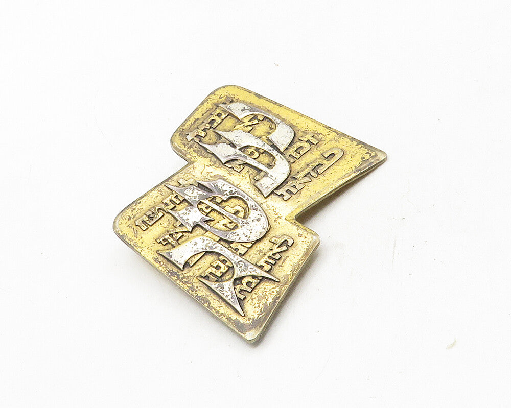 925 Sterling Silver Vintage Two Tone Ten Commandments Brooch Pin BP3928
