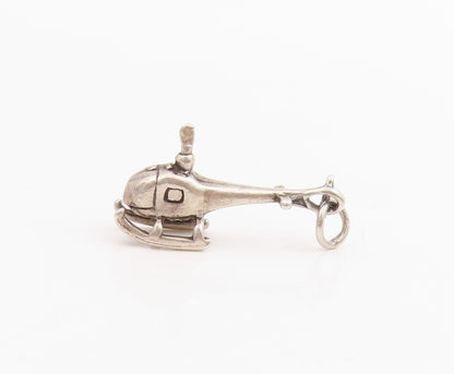 925 Sterling Silver Vintage Pendant Aviation Helicopter Chopper Charm  PT25231