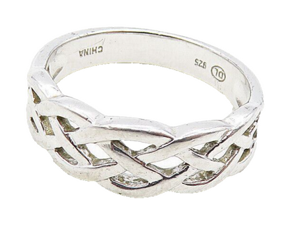 925 Sterling Silver   Shiny Open Celtic Knot Design Band Ring Sz 6  RG9201