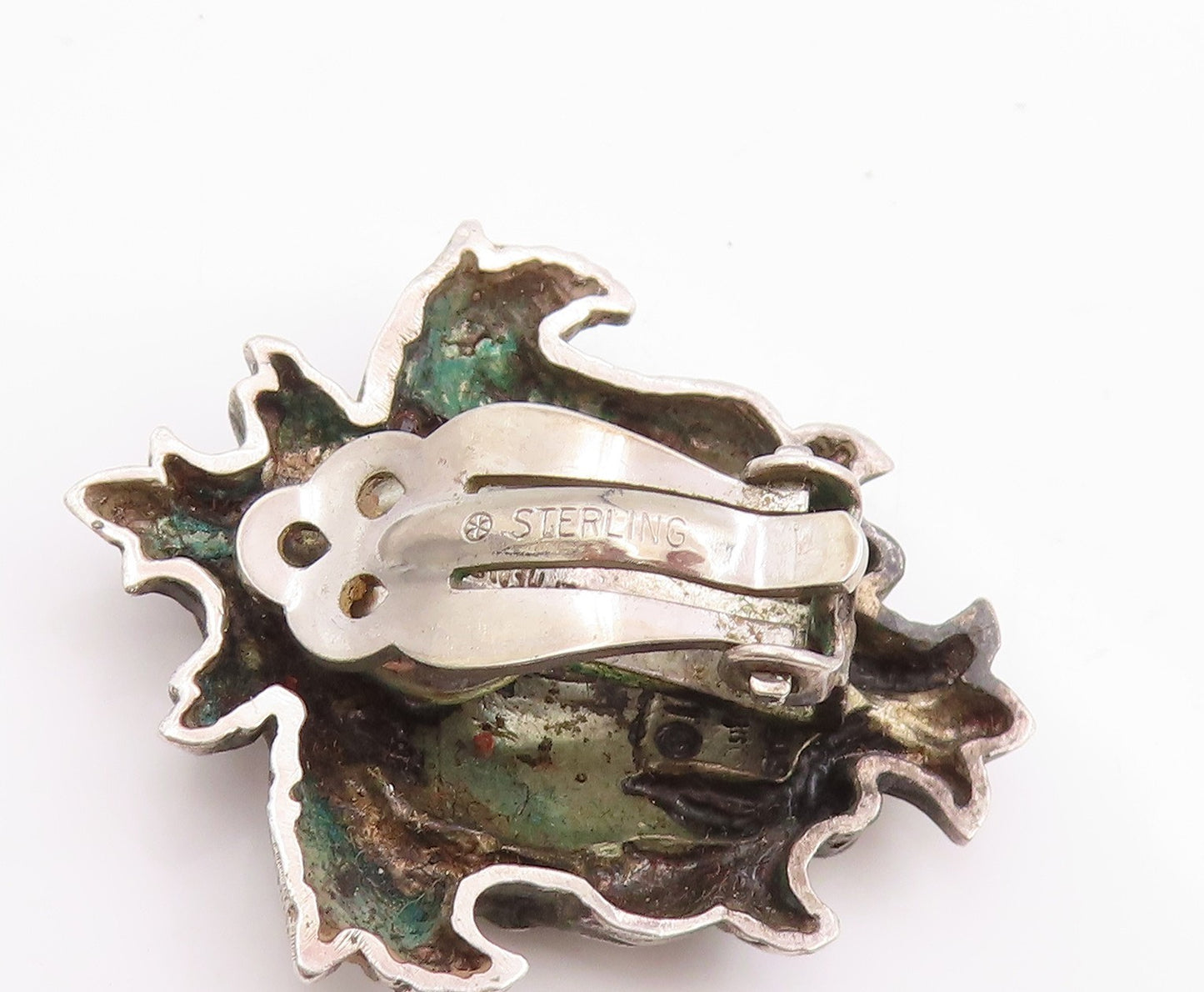 925 Sterling Silver Vintage Earrings STEPHEN DWECK Etched Floral Leaves  EG13665