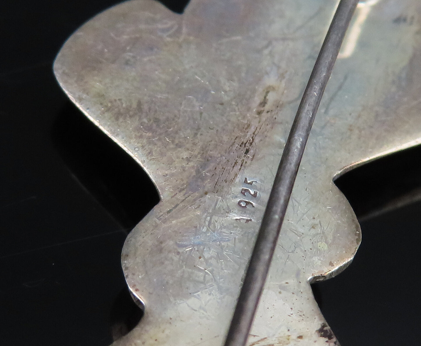 925 Sterling Silver  Vintage Asymmetric Ribbon Bow Tie Brooch Pin  BP9948