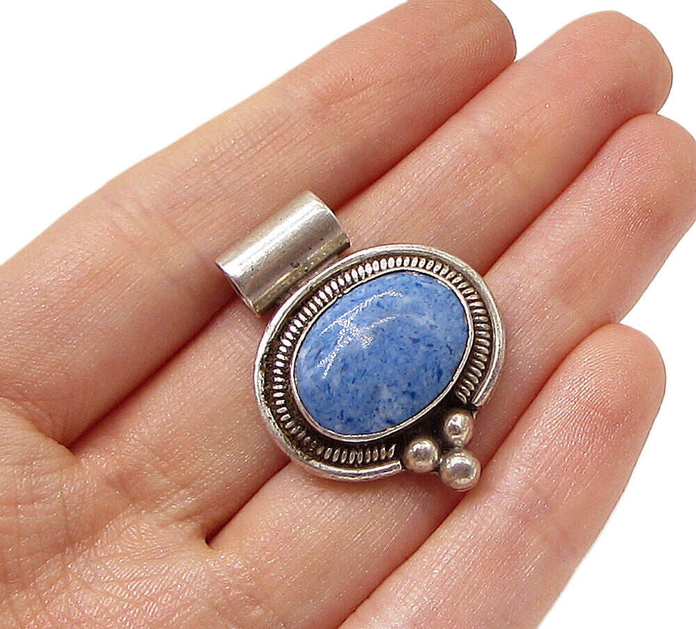 MEXICO 925 Sterling Silver  Vintage Bezel Set Kyanite Slider Pendant  PT2325