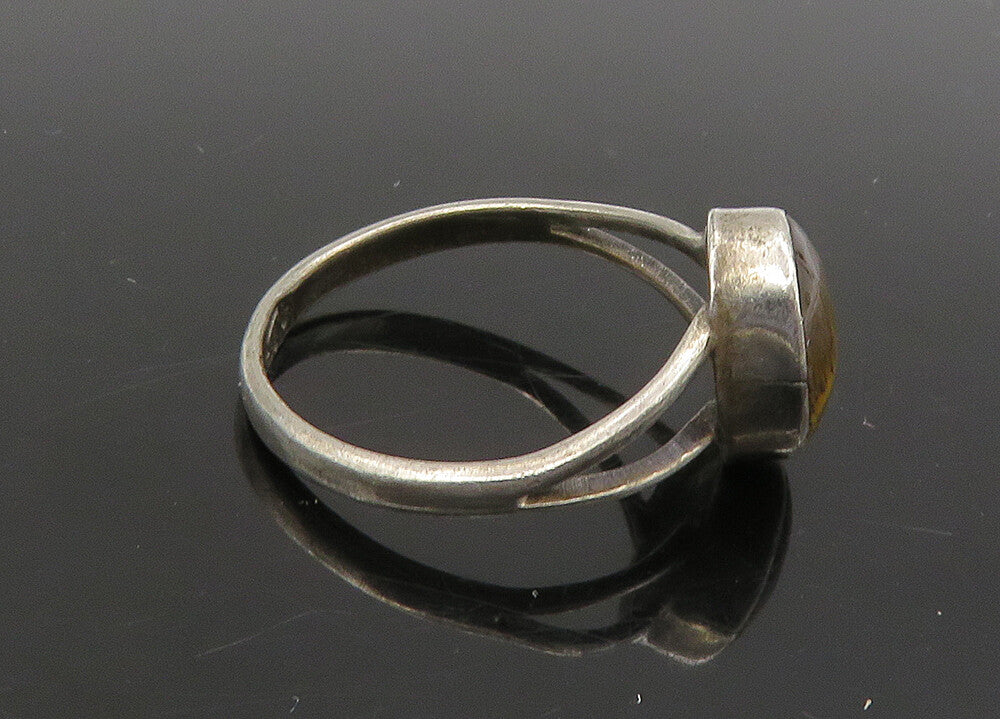 925 Sterling Silver  Vintage Cabochon Cut Tiger's Eye Band Ring Sz 6  RG23085