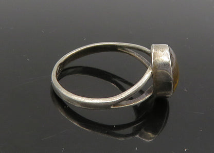 925 Sterling Silver  Vintage Cabochon Cut Tiger's Eye Band Ring Sz 6  RG23085