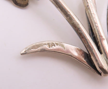 925 Sterling Silver Vintage Brooch Pin Modernist Triple Floral Bunch  BP12500
