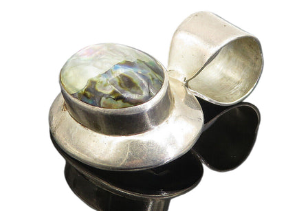 DESIGNER 925 Sterling Silver  Vintage Abalone Shell Oval Drop Pendant  PT6228