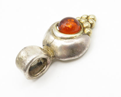 BAT AMI 925 Silver  Vintage Cabochon Amber Sculpted Bubble Pendant  PT10990