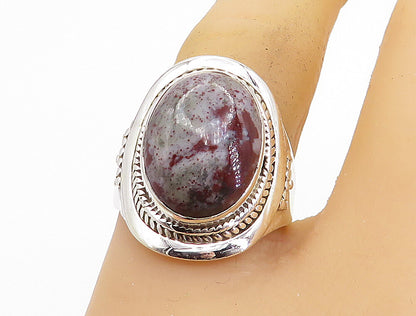 925 Sterling Silver Cabochon Cut Jasper Twist Cocktail Ring Sz 9 RG7874