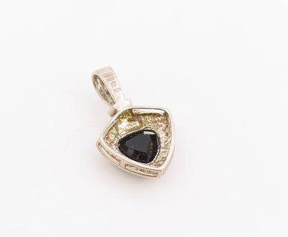925 Sterling Silver Vintage Pendant Black Onyx Elegant Geometric Charm  PT25742