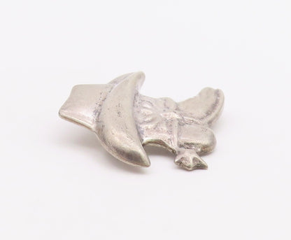 MEXICO 925 Sterling Silver  Vintage Cowboy Boot & Hat Motif Brooch Pin  BP8986