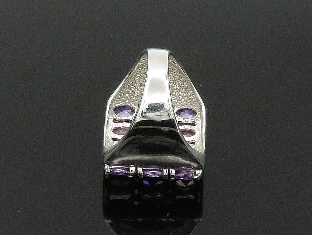 925 Sterling Silver  Vintage Pink Topaz & Amethyst Cocktail Ring Sz 7  RG24070