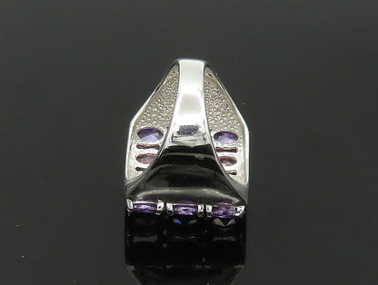925 Sterling Silver  Vintage Pink Topaz & Amethyst Cocktail Ring Sz 7  RG24070
