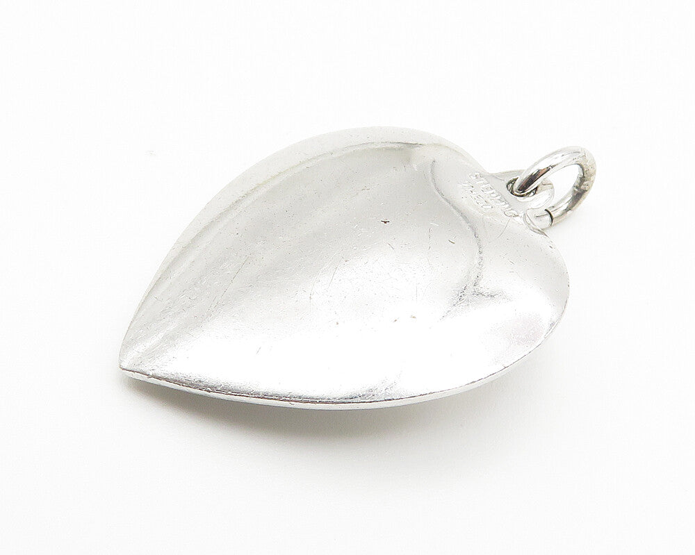 THEDA 925 Sterling Silver  Pearl Floral Vine Shiny Love Heart Pendant  PT8522