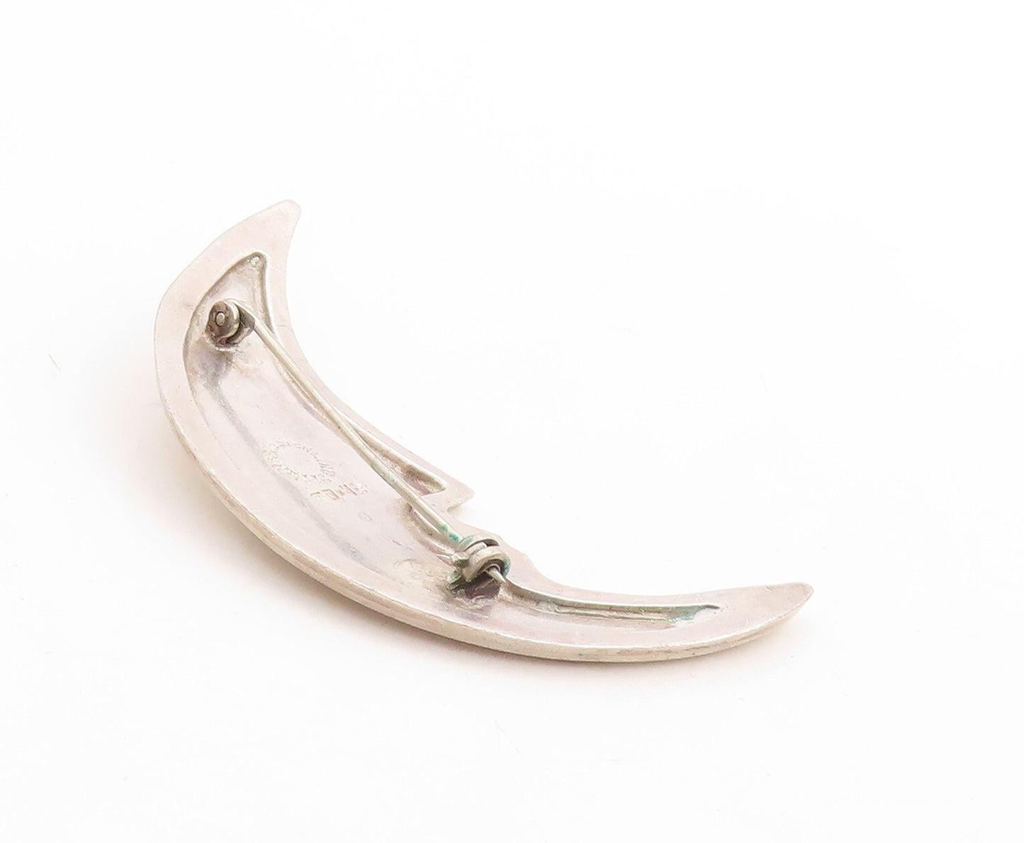 925 Sterling Silver Vintage Brooch Pin MEXICO Solid Cutout Half Moon  BP11414