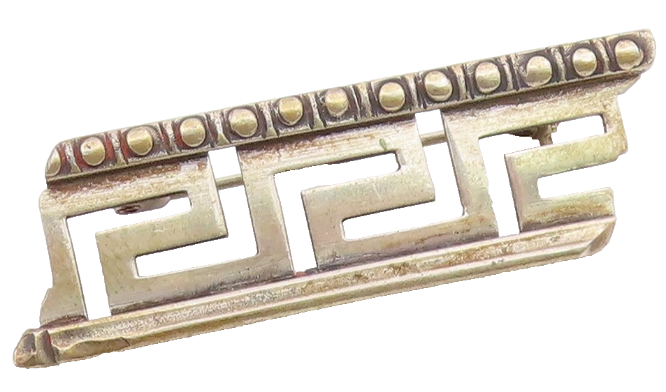 925 Sterling Silver  Vintage Carved Beaded Maze Pattern Brooch Pin  BP9615