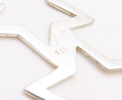 925 Sterling Silver Vintage Earrings Dangling Drop Cutout Stars  EG13306