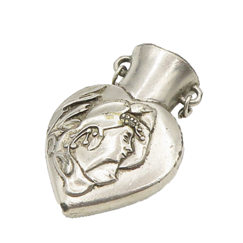 925 Sterling Silver  Vintage Woman Love Heart Vase Dark Tone Pendant  PT15068