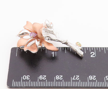 ROSS SIMON 925 Silver  Vintage Amethyst & Peridot Floral Brooch Pin  BP9981