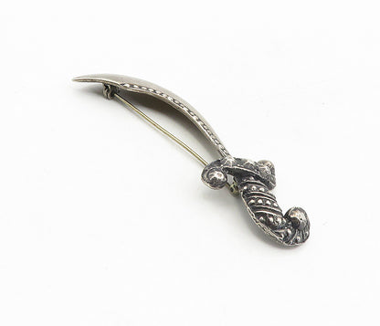 925 Sterling Silver  Vintage Dark Tone Dagger Sword Motif Brooch Pin  BP3243