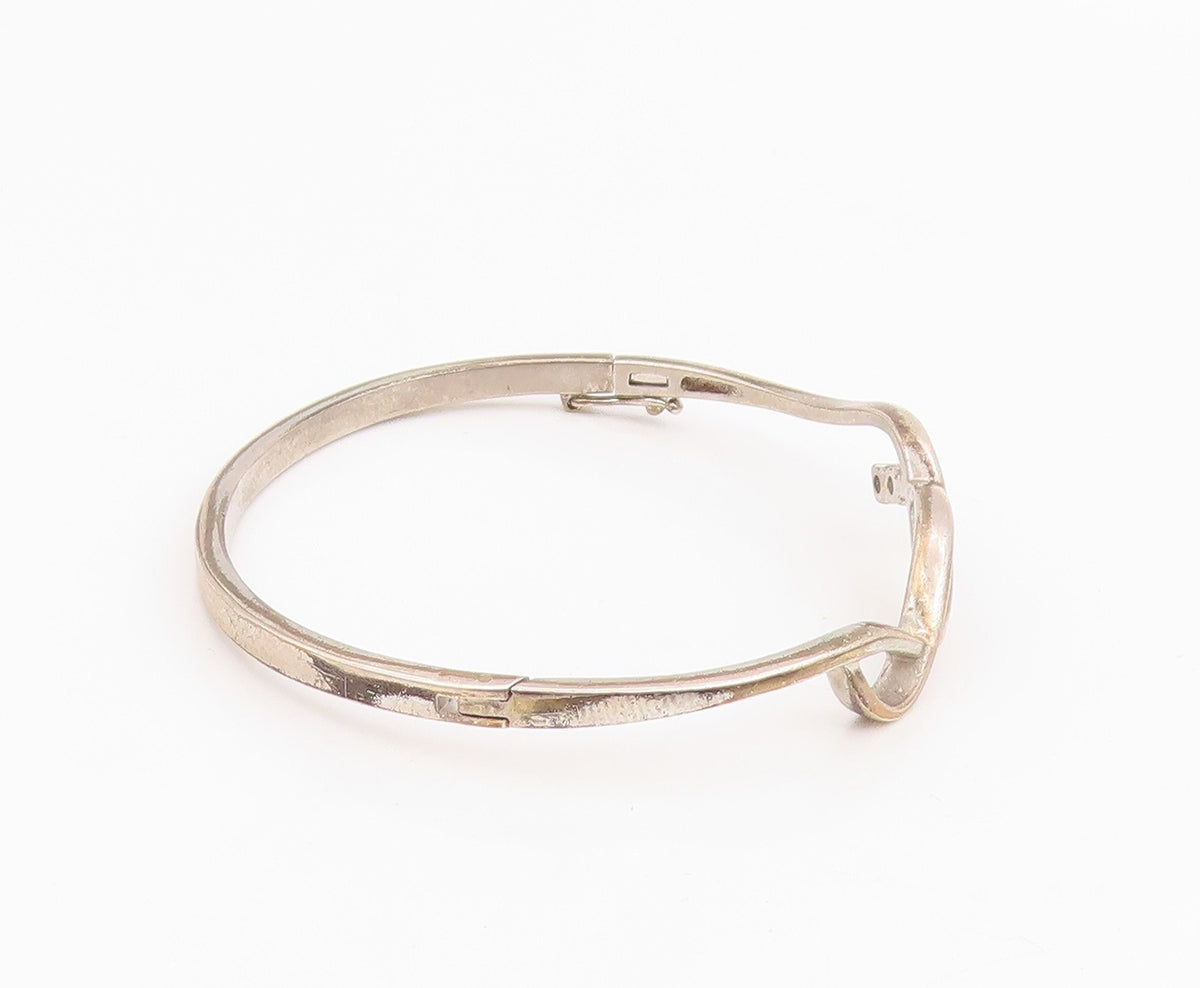 925 Sterling Silver Vintage Bracelet CZ Minimalist Infinity Wavy Bangle  BT11875