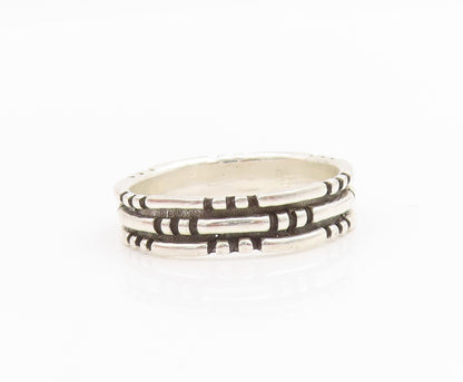 925 Sterling Silver Vintage Ring Dotted Brick Pattern Wide Band  Sz 8.5  RG33904