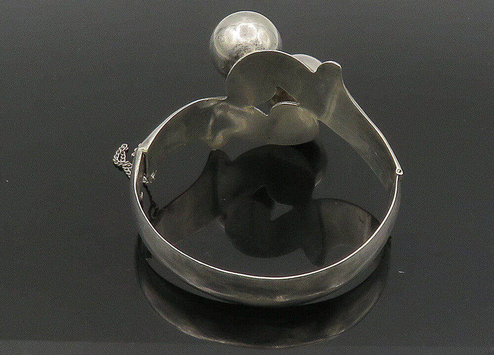 MORENA MEXICO 925 Silver  Vintage Shiny Modernist Bangle Bracelet  BT8948