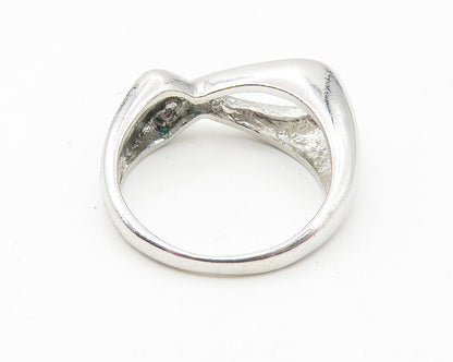 925 Sterling Silver  Shiny Polished Open Fish Motif Band Ring Sz 6  RG10725