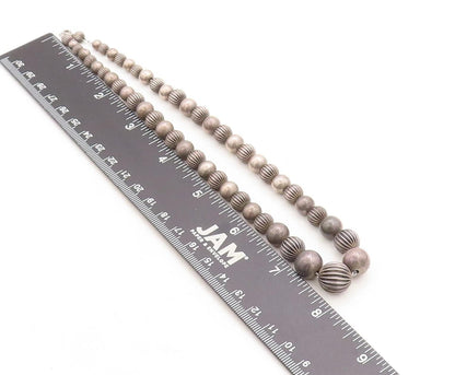 925 Sterling Silver Vintage Dark Tone Ball Beaded Chain Necklace  NE2020