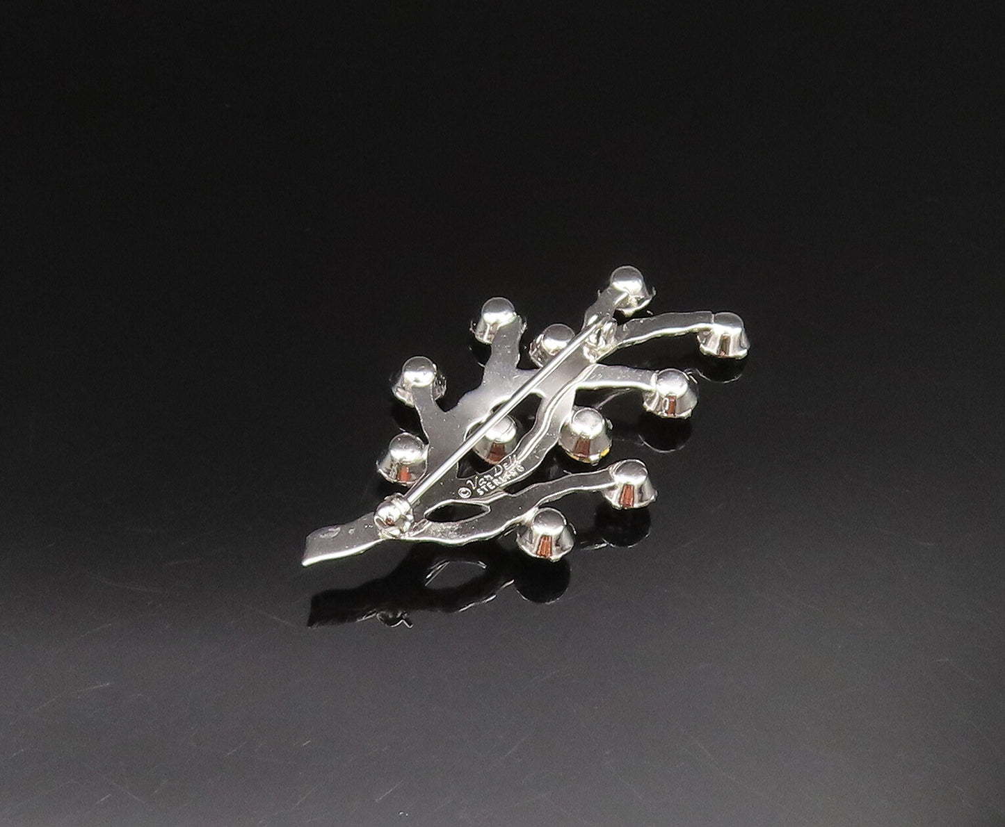 VAN DELL 925 Silver  Vintage Multi Rhinestone Tree Branch Brooch Pin  BP9791
