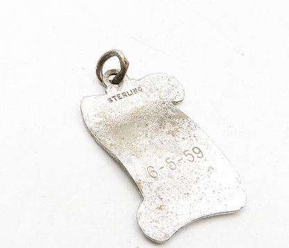 925 Sterling Silver  Vintage Dark Tone Etched Diploma Scroll Pendant  PT6831