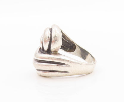 925 Sterling Silver Vintage Ring Interlocked Swirls Etched  Sz 7  RG33349