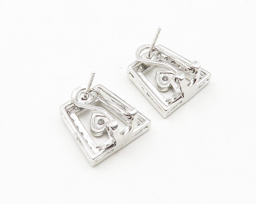 925 Sterling Silver  Sparkling Cubic Zirconia Love Heart Drop Earrings  EG5627