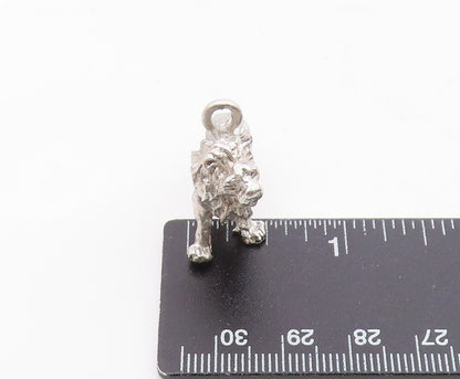 925 Sterling Silver  Vintage Shiny Sculpted Lion Animal Motif Pendant  PT17135