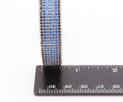 925 Sterling Silver Vintage Bracelet Designer Blue White CZ Spinel Cuff  BT11200