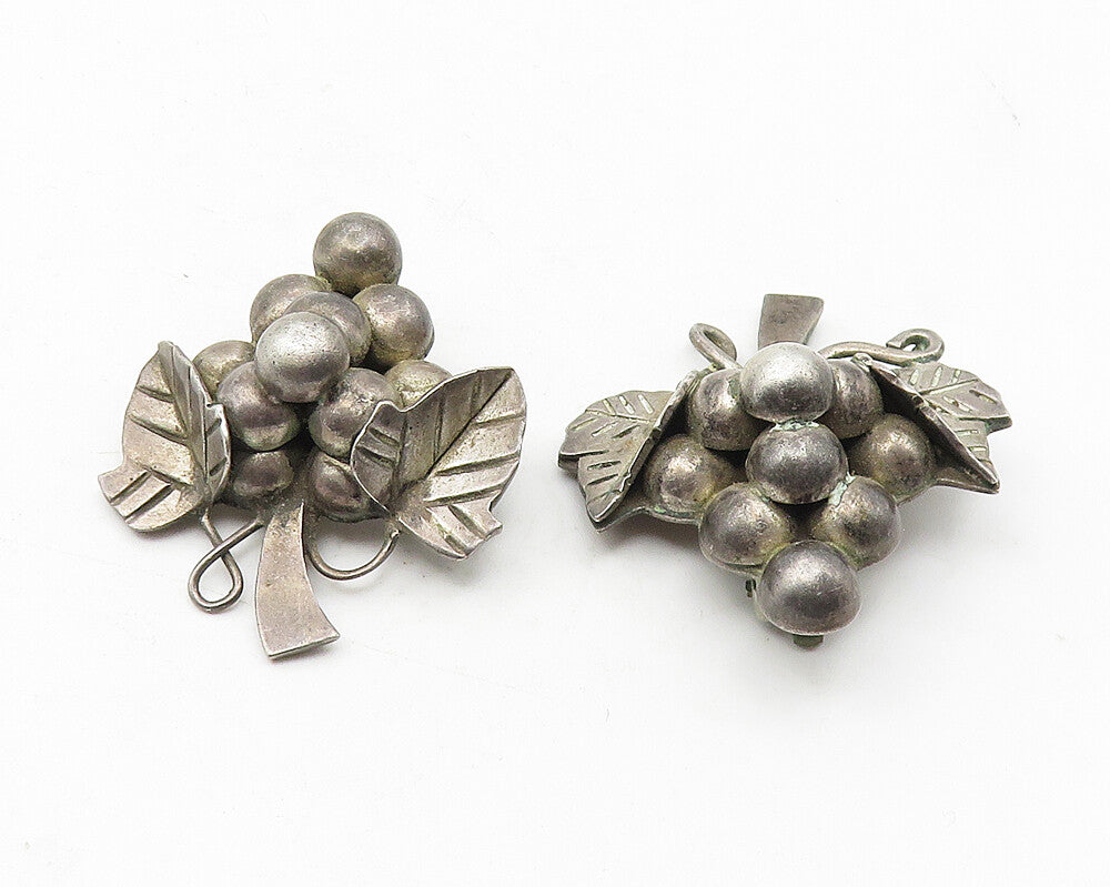 MEXICO 925 Sterling Silver  Vintage Grape Bunch Non Pierce Earrings  EG6309