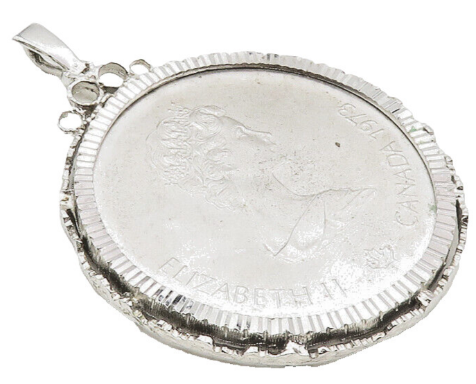 MILO 925 Sterling Silver  Vintage Canadian 10 Dollar Coin Drop Pendant  PT7875
