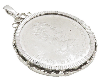 MILO 925 Sterling Silver  Vintage Canadian 10 Dollar Coin Drop Pendant  PT7875