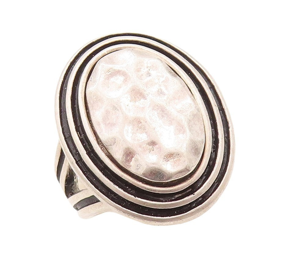 925 Sterling Silver Vintage Ring Designer Framed Brutalist Design Sz 10  RG31455