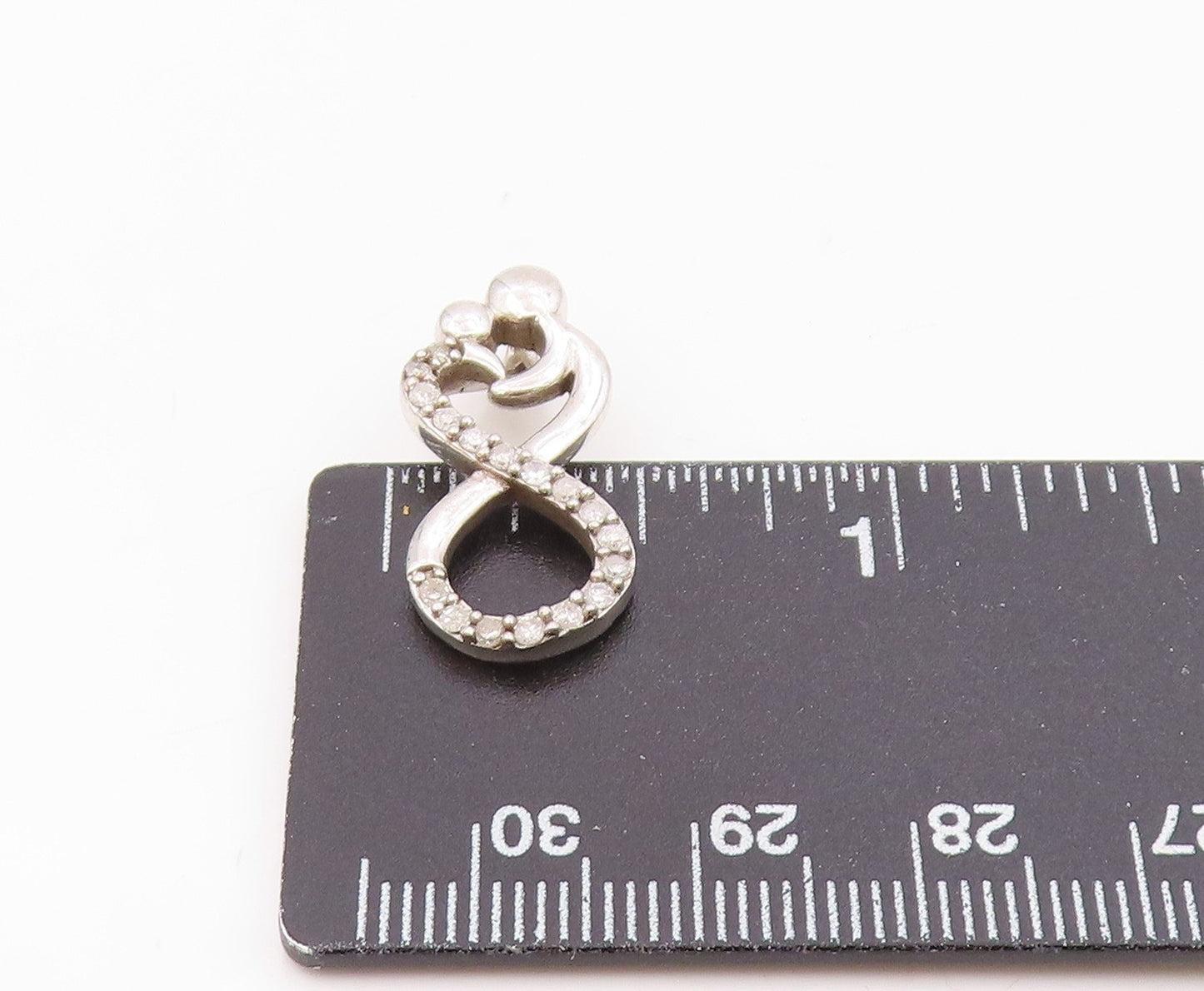 925 Silver  Vintage  Genuine Diamonds Infinity Mom & Baby Pendant  PT16683
