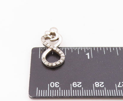 925 Silver  Vintage  Genuine Diamonds Infinity Mom & Baby Pendant  PT16683