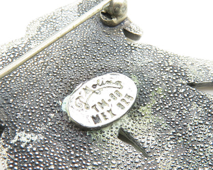 MEXICO 925 Sterling Silver  Vintage Oxidized Little Girls Brooch Pin  BP3755