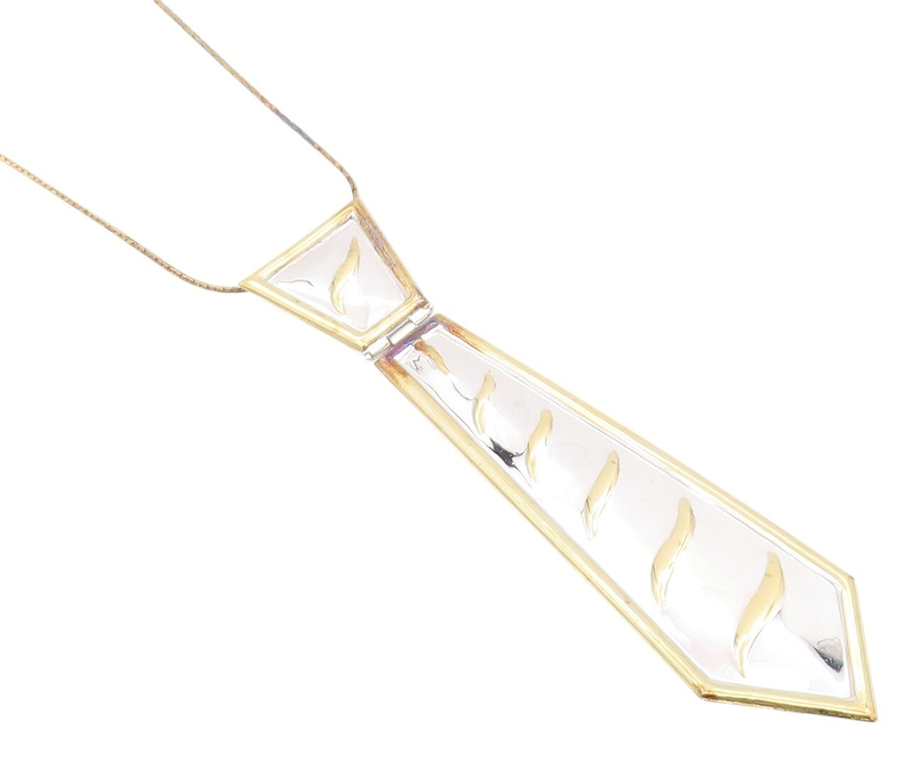 925 Sterling Silver Vintage Necklace Gold Plated Designer Tie Design Cut  NE4433